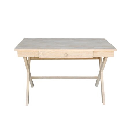 International Concepts Cross Leg Desk 24 in D X 24 H, 30 W X Hardwood, Unfinished OF-68